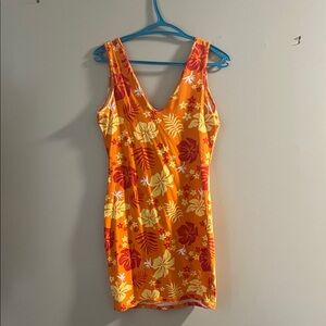 Floral Orange Sleeveless Dress